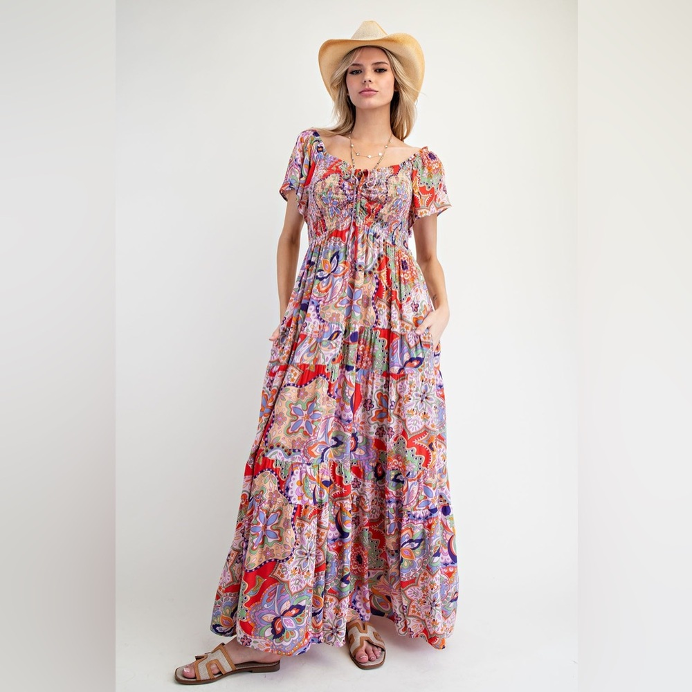 Easel Floral Printed Lilac Maxi Dress NWT
